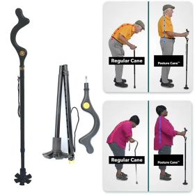 Posture Cane Adjustable Height Walking Stick Hiking Walking Aid Cane