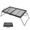 Heavy Duty Folding Campfire Grill, 24" Portable Camping Grill Grate, Sturdy Steel Mesh, Compact Equipment Over Fire Pit, with Legs and Handle
