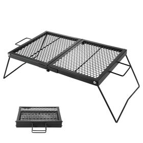 Heavy Duty Folding Campfire Grill, 24" Portable Camping Grill Grate, Sturdy Steel Mesh, Compact Equipment Over Fire Pit, with Legs and Handle