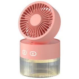 Multifunctional Spray Cooling desk Fan USB Mini Fan Desktop Turbine Foldable Cold Air Humidification fan (Color: pink, size: Rechargeable)