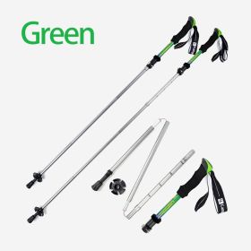 Lightweight 5-section Foldable 7075 Trekking Pole Hiking Pole (Color: green)